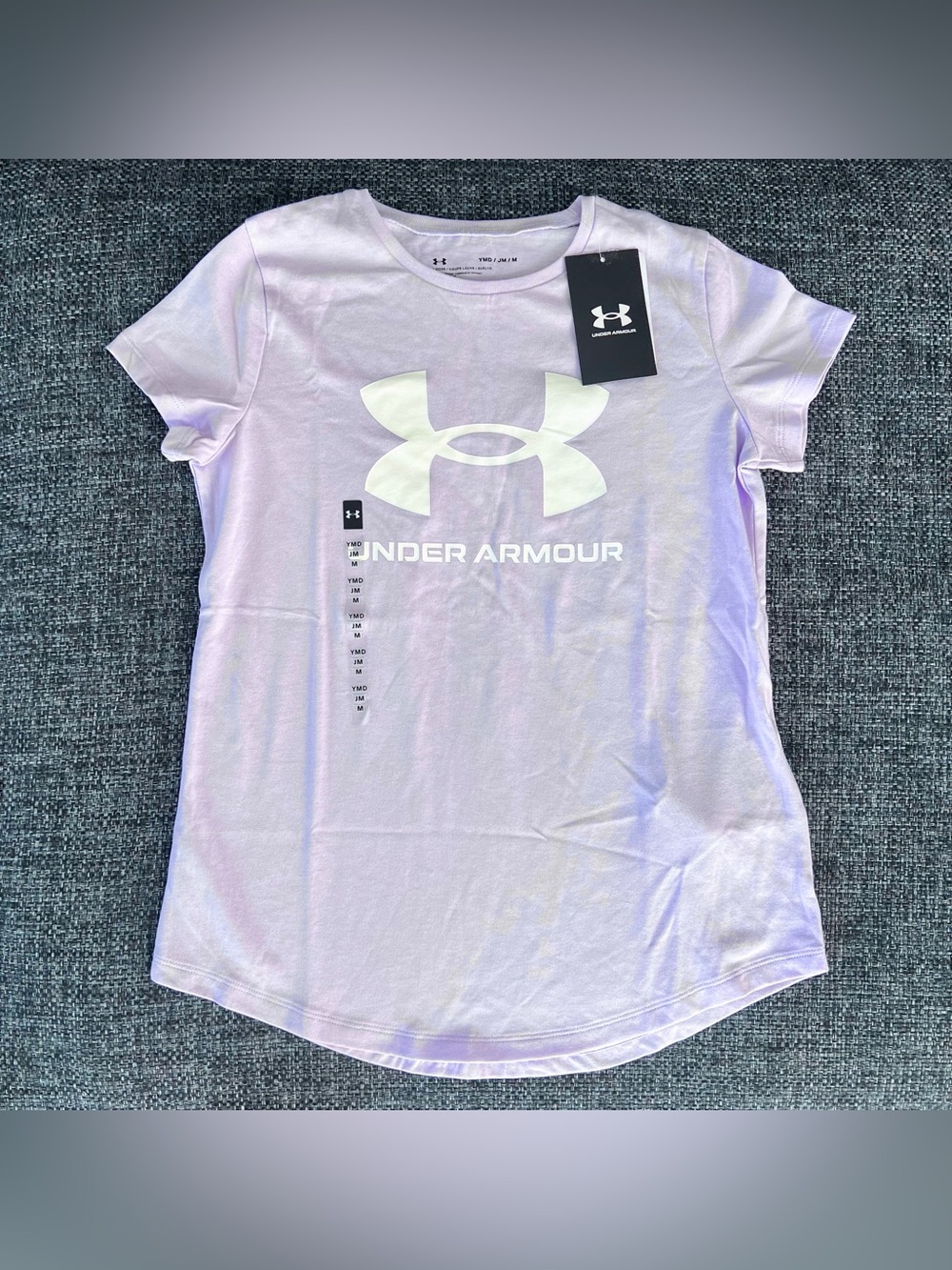 NWT Under Armour Girls Big Logo Short Sleeve Tee Size Medium